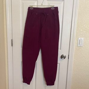 Women’s Petite Medium ScrubStar Burgundy Jogger Style Scrub Pants